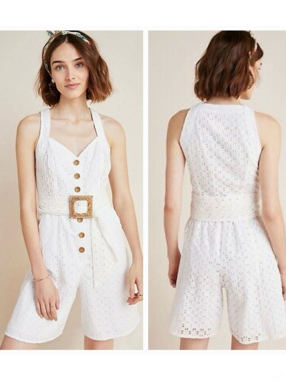Anthropologie White Eyelet Romper
